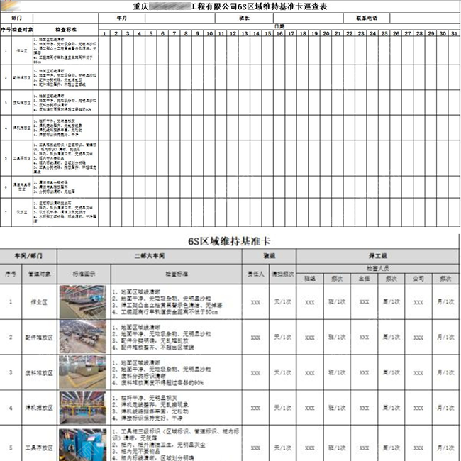 導入6S維持基準卡